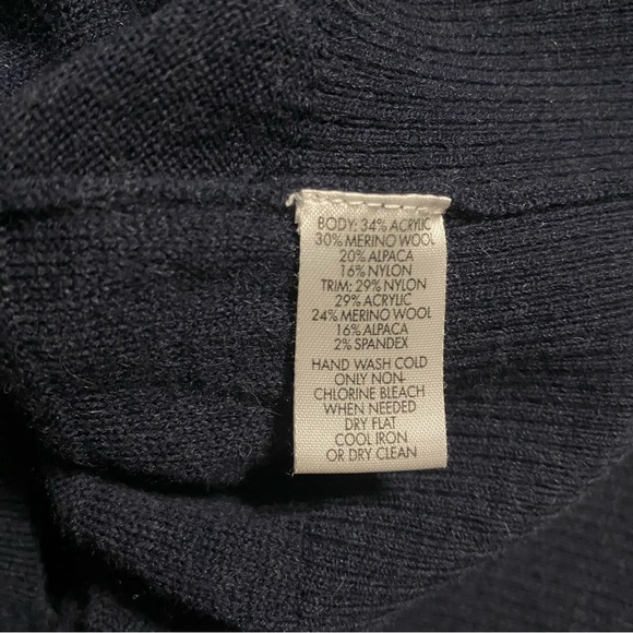 Calvin Klein Navy Blue Merino Wool Alpaca Blend Cowl Neck Sweater - Picture 5 of 5
